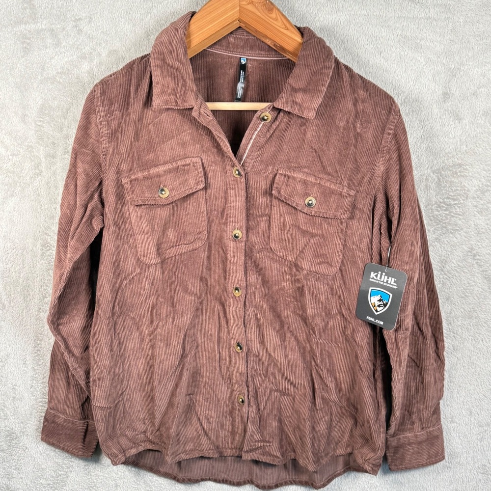 KUHL Tallula Cord Shirt Women S Coffee Brown L/S Button Down Corduroy NWT